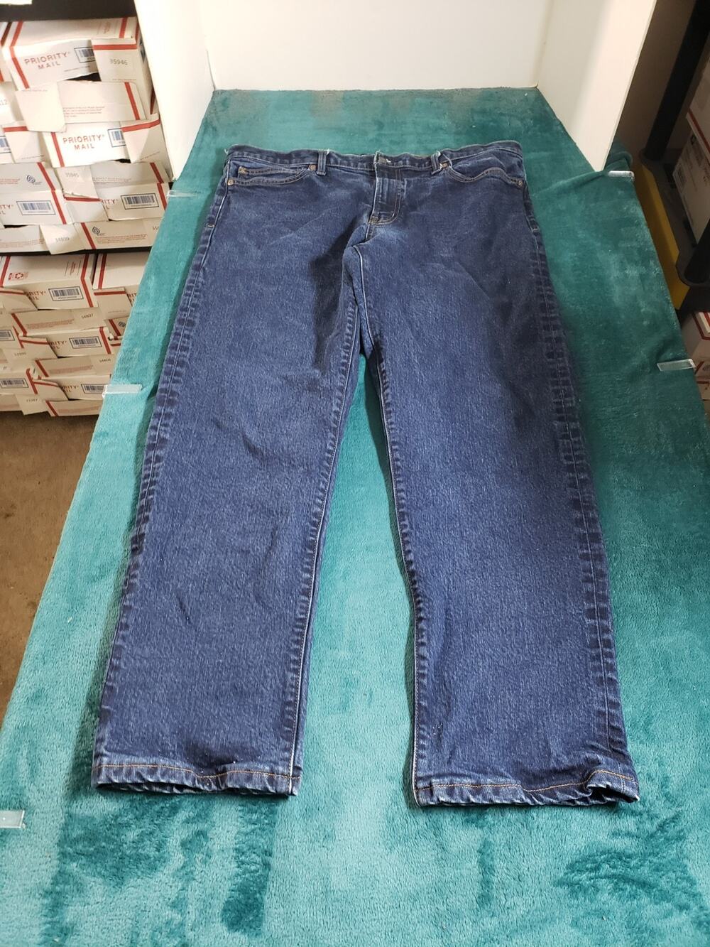 Lands End Jeans Size 40x28 Mens Blue Pants Stretch Denim Square Rigger Straight